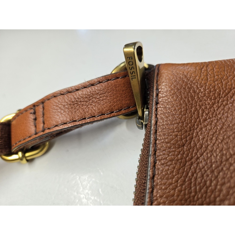 Small Brown Fossil Pebble Cow Hide Leather Crossbody Bag Purse SHB2049 Brass - Picture 4 of 11